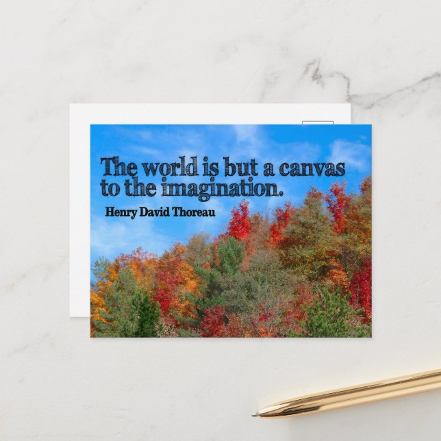 Henry David Thoreau Inspirational Quote "Canvas" Postcard (Front/Back In Situ)