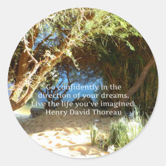 Henry David Thoreau Motivational Dream Quotation Classic Round Sticker