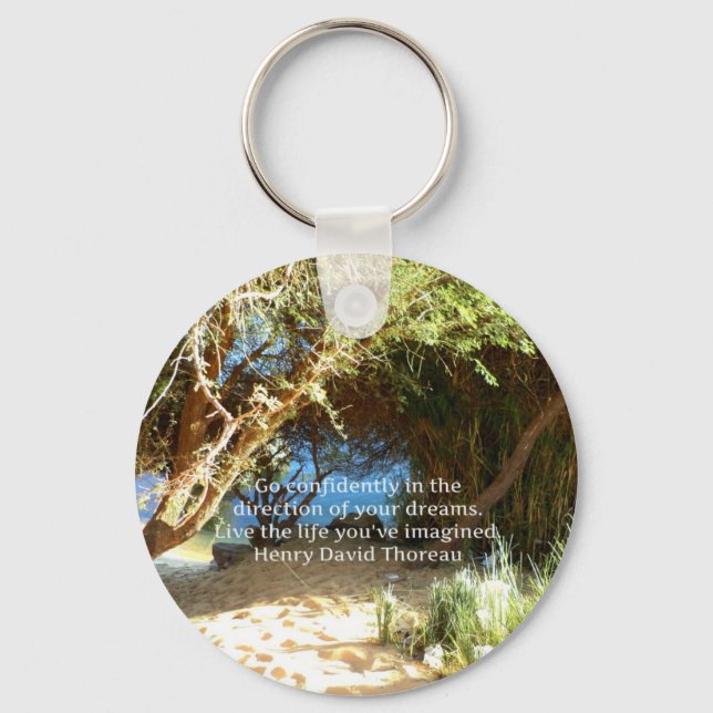 Henry David Thoreau Motivational Dream Quotation Key Ring (Front)