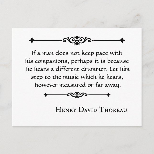 Henry David Thoreau quote Drummer Postcard (Front)