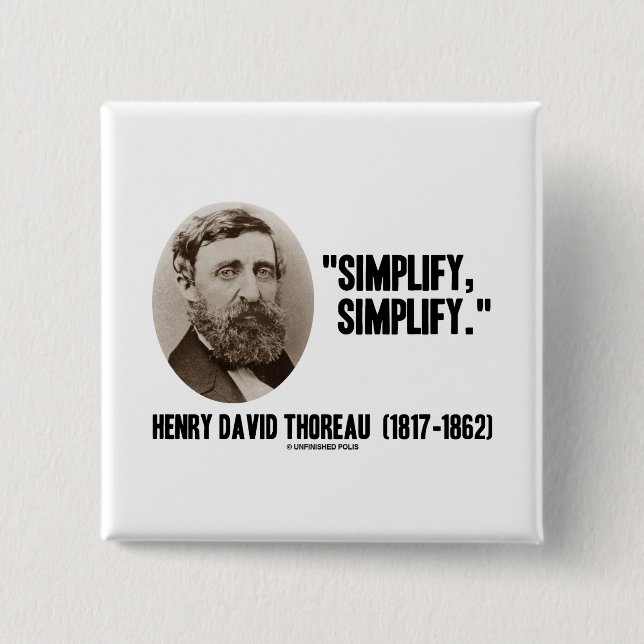 Henry David Thoreau Simplify Simplify Quote 15 Cm Square Badge (Front)