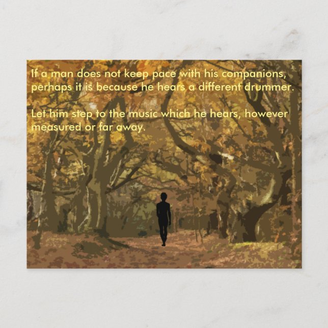 Henry David Thoreau spiritual drum beat Postcard (Front)