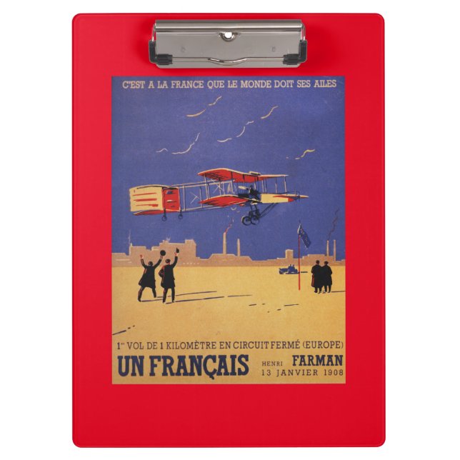 Henry Farman Flies at Issy-les-Moulineaux Clipboard (Front)