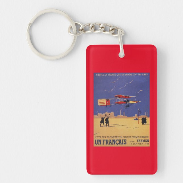 Henry Farman Flies at Issy-les-Moulineaux Key Ring (Front)