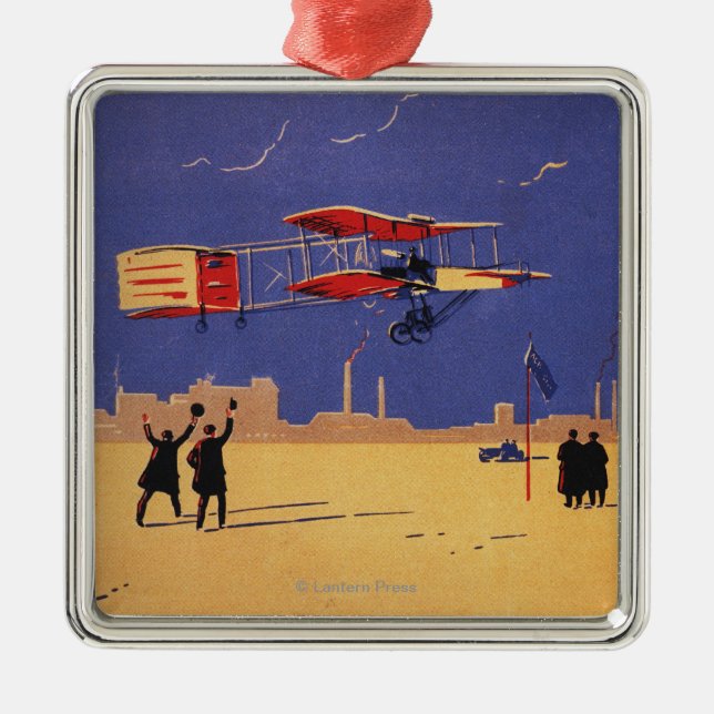 Henry Farman Flies at Issy-les-Moulineaux Metal Tree Decoration (Front)