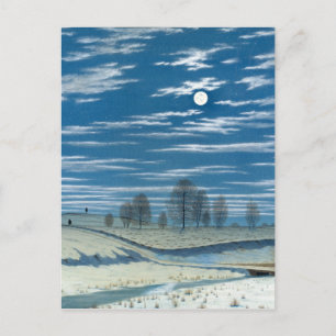Henry Farrer Winter Scene in Moonlight Postcard