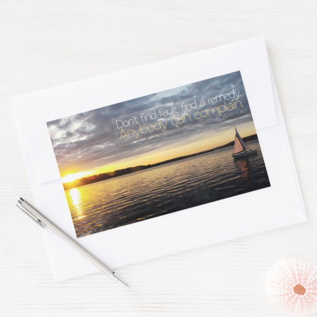 Henry Ford Inspirational Quote "Find a remedy" Rectangular Sticker (Envelope)