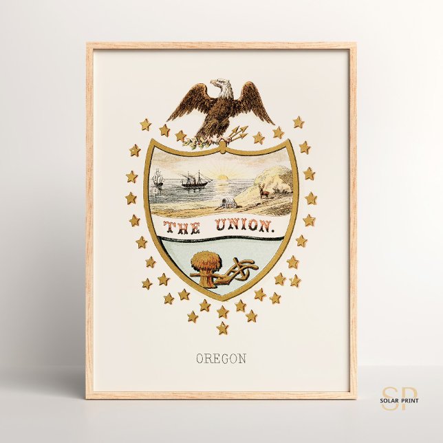 Henry Mitchell Oregon State Coat of Arms 1876 Rare Poster (Creator Uploaded)