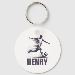 Henry Soccer Boys Personalised First Name Henry Key Ring