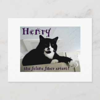 Henry the Feline Fibre Artist Post Card