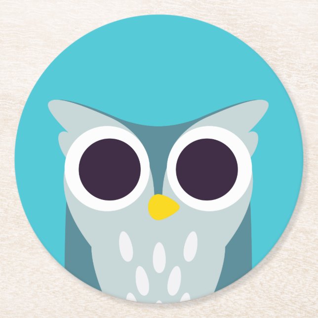 Henry the Owl Round Paper Coaster (Front)