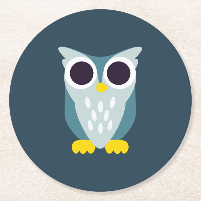 Henry the Owl Round Paper Coaster (Front)