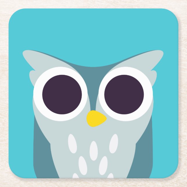Henry the Owl Square Paper Coaster (Front)