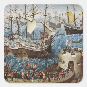 Henry VIII on Board the Henry Grace a Dieu Square Sticker