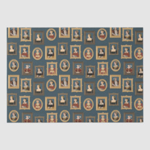 Henry VIII Six Wives Portraits in Frames Teal Tissue Paper