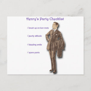 Henry's Party Checklist Postcard