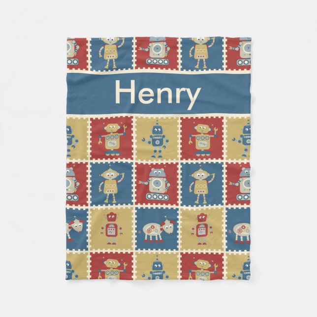 Henry's Personalised Robot Blanket (Front)