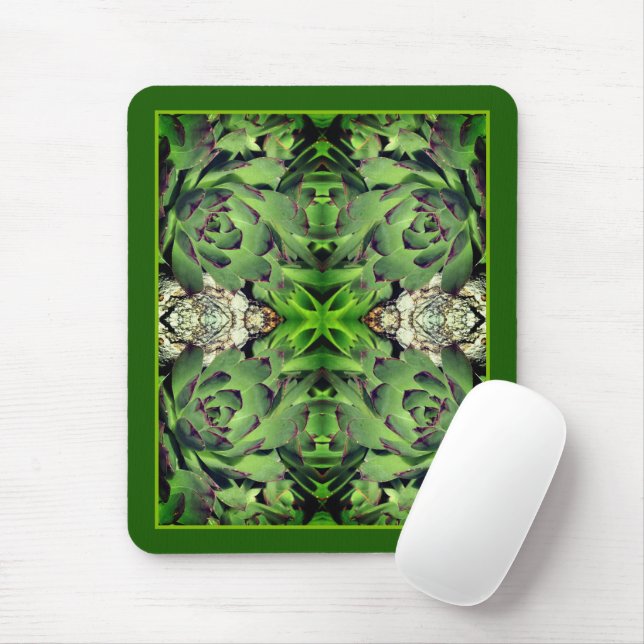 Hens And Chicks Garden Succulent Close Up Abstract Mouse Pad (With Mouse)