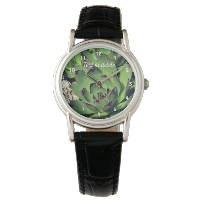 Hens And Chicks Garden Succulents Personalized  Watch (Front)