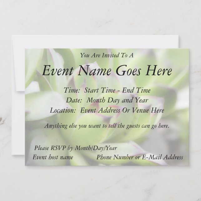 Hens And Chicks - Sempervivum Invitation (Front)