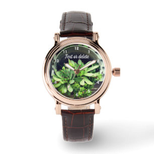 Hens And Chicks Succulents In Bucket Personalised Watch