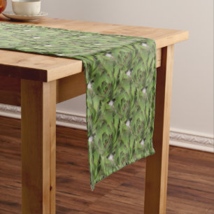 Hens And Chicks Succulents Nature Pattern Short Table Runner