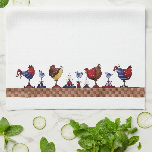 Hens in a Row - Kitchen Towel (Folded)