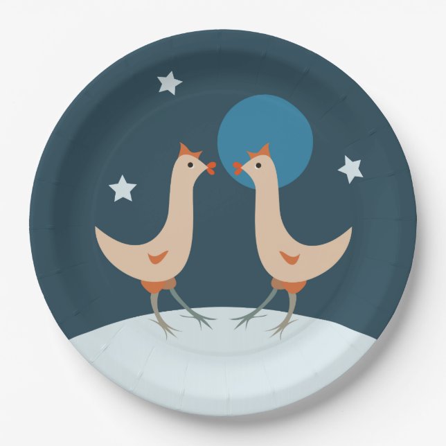 Hens Night Party Funny Chicken Moon Paper Plate (Front)