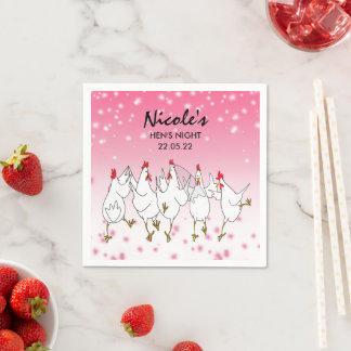 Hen's Night Personalised Pink Sparkle Paper Napkin