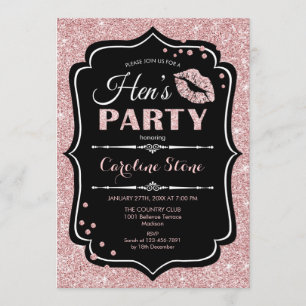 Hens Party - Black Rose Gold Invitation