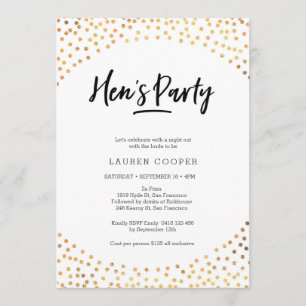 Hen's Party Invitation   Gold spots
