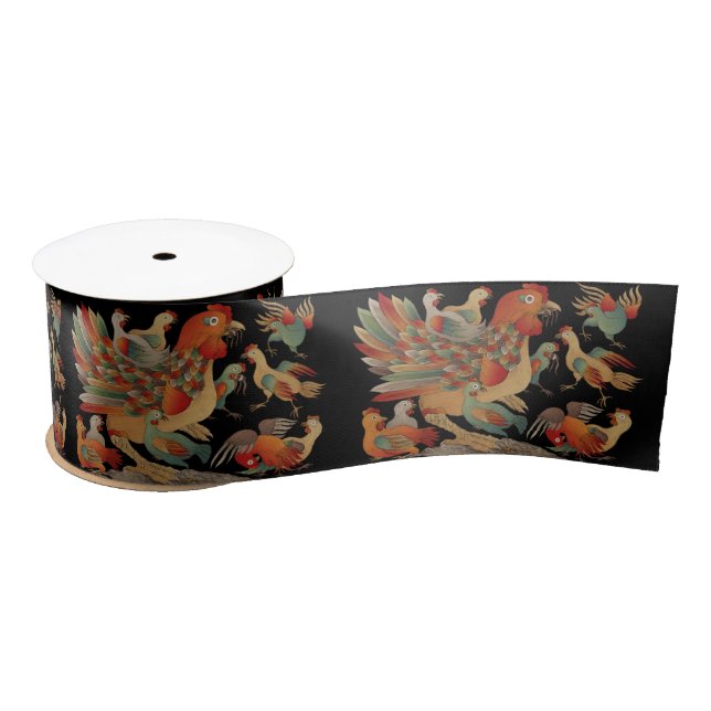 Hen's Rooster Chicks Satin Ribbon (Spool)