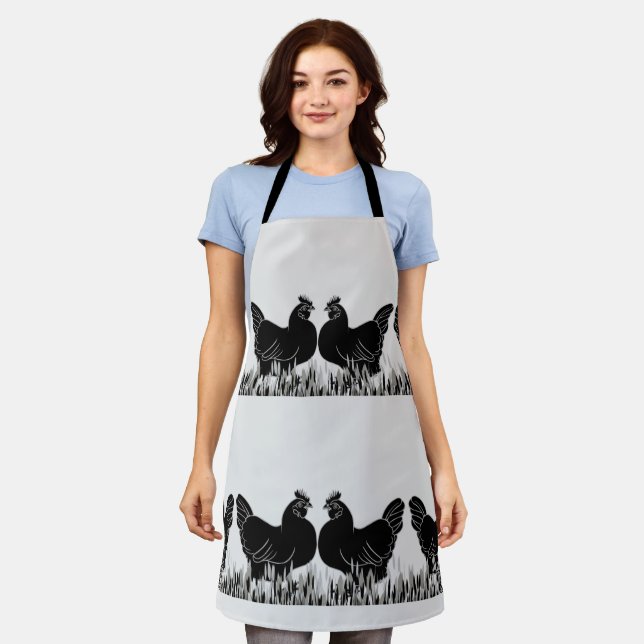 Hens~Silhouette Apron (Worn)