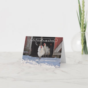 Hens waiting for Santa christmas Holiday Card