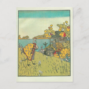 Heorhiy Narbut-  'The crane and heron. Bear.' Postcard