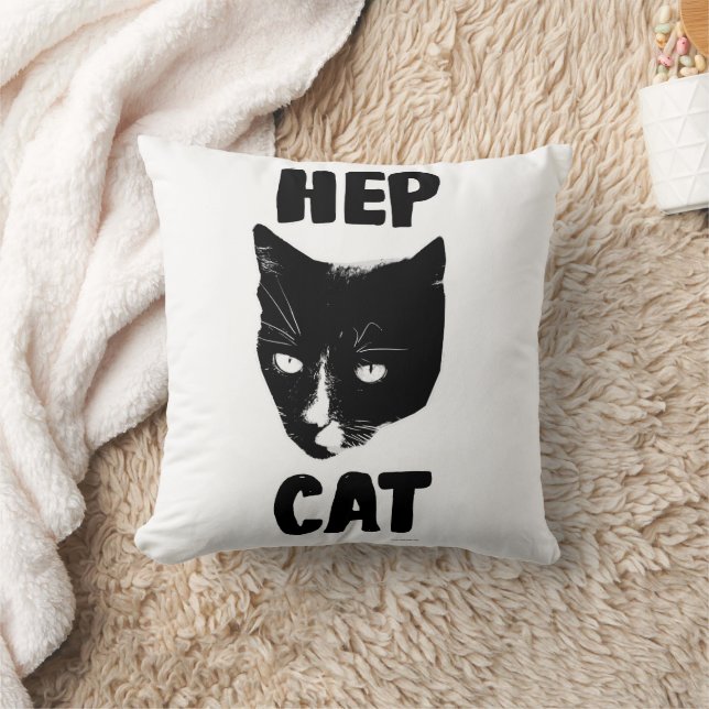 Hep Cat Fun Tuxedo Cat Photo Slogan Art Cushion (Blanket)