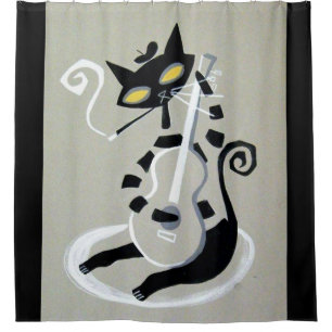 hep cat print shower curtain