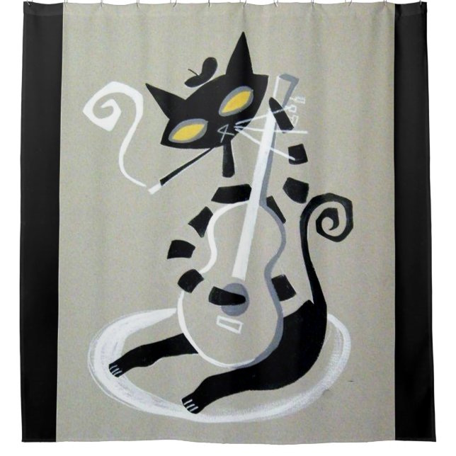 hep cat print shower curtain (Front)