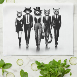 Hep Cat Runway Models Walking the Catwalk Tea Towel