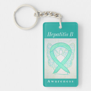 Hepatitis B (HBV) Awareness Angel Ribbon Keychain