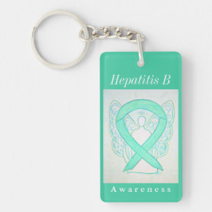 Hepatitis B (HBV) Awareness Angel Ribbon Keychain