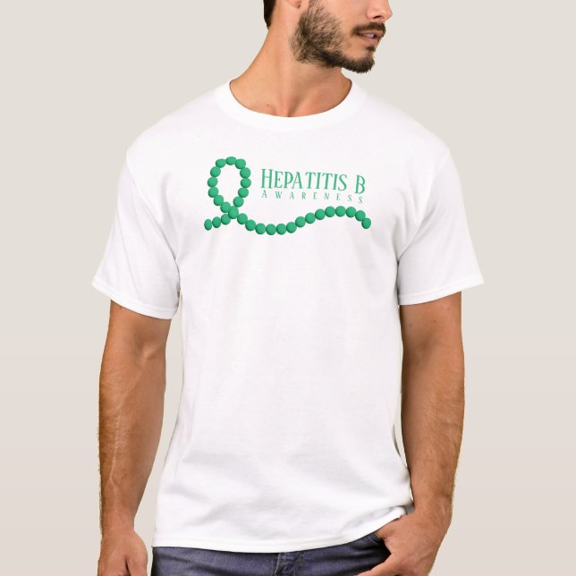 Hepatitis B Jade Beaded Awareness Ribbon T-Shirt (Front)