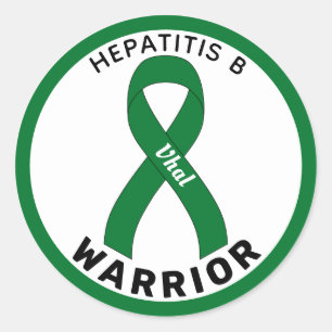 Hepatitis B Warrior Ribbon White Round Sticker