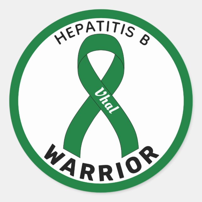 Hepatitis B Warrior Ribbon White Round Sticker (Front)