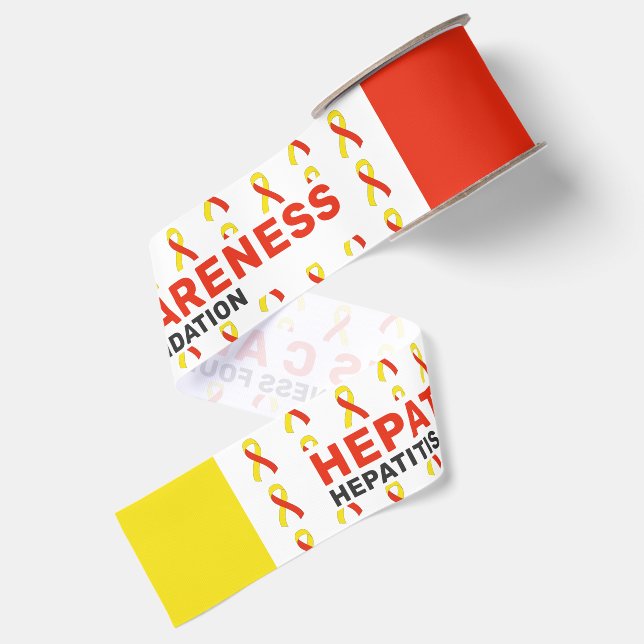 Hepatitis C Awareness Pattern Ribbon Grosgrain Ribbon (Front+Back)