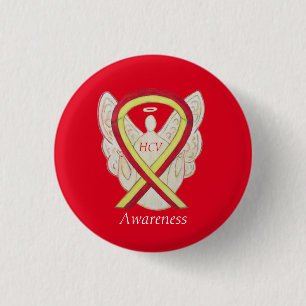 Hepatitis C (HCV) Awareness Angel Ribbon Pins