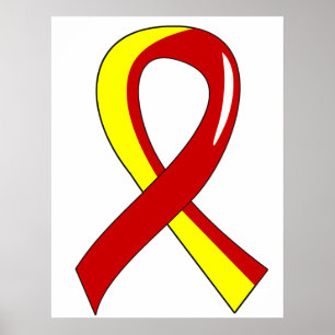 Hepatitis C Red Yellow Ribbon 3 Poster