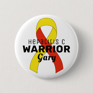 Hepatitis C Warrior Ribbon White Button