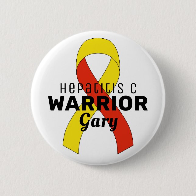 Hepatitis C Warrior Ribbon White Button (Front)