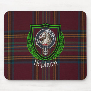 Hepburn Scottish Clan Tartan and Crest Mouse Pad
